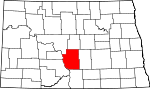 Map of North Dakota showing Burleigh County - Click on map for a greater detail.