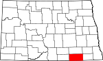 Map of North Dakota showing Dickey County - Click on map for a greater detail.