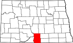Map of North Dakota showing Emmons County - Click on map for a greater detail.