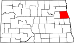 Map of North Dakota showing Grand Forks County - Click on map for a greater detail.