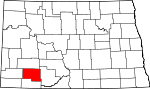 Map of North Dakota showing Hettinger County - Click on map for a greater detail.