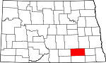 Map of North Dakota showing Lamoure County - Click on map for a greater detail.