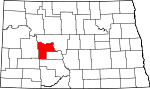 Map of North Dakota showing Mercer County - Click on map for a greater detail.