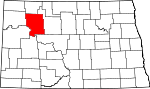 Map of North Dakota showing Mountrail County - Click on map for a greater detail.