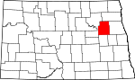 Map of North Dakota showing Nelson County - Click on map for a greater detail.