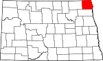 Map of North Dakota showing Pembina County - Click on map for a greater detail.