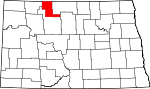 Map of North Dakota showing Renville County - Click on map for a greater detail.
