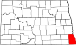 Map of North Dakota showing Richland County - Click on map for a greater detail.