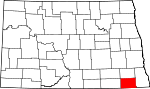 Map of North Dakota showing Sargent County - Click on map for a greater detail.