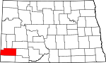 Map of North Dakota showing Slope County - Click on map for a greater detail.