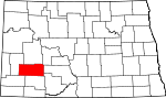 Map of North Dakota showing Stark County - Click on map for a greater detail.