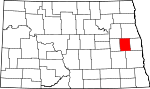 Map of North Dakota showing Steele County - Click on map for a greater detail.