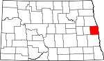 Map of North Dakota showing Traill County - Click on map for a greater detail.