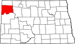Map of North Dakota showing Williams County - Click on map for a greater detail.
