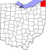 Map of Ohio showing Ashtabula County - Click on map for a greater detail.