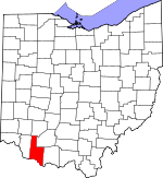 Map of Ohio showing Brown County - Click on map for a greater detail.