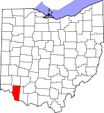 Map of Ohio showing Clermont County - Click on map for a greater detail.
