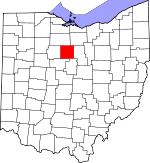 Map of Ohio showing Crawford County - Click on map for a greater detail.