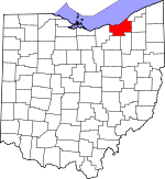 Map of Ohio showing Cuyahoga County - Click on map for a greater detail.