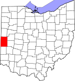 Map of Ohio showing Darke County - Click on map for a greater detail.