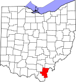 Map of Ohio showing Gallia County - Click on map for a greater detail.