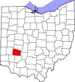 Map of Ohio showing Greene County - Click on map for a greater detail.