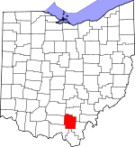 Map of Ohio showing Jackson County - Click on map for a greater detail.