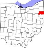 Map of Ohio showing Mahoning County - Click on map for a greater detail.