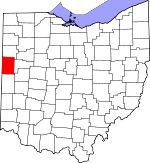 Map of Ohio showing Mercer County - Click on map for a greater detail.