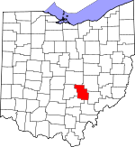 Map of Ohio showing Perry County - Click on map for a greater detail.
