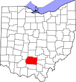 Map of Ohio showing Ross County - Click on map for a greater detail.