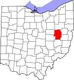 Map of Ohio showing Tuscarawas County - Click on map for a greater detail.