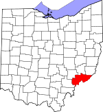 Map of Ohio showing Washington County - Click on map for a greater detail.