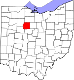 Map of Ohio showing Wyandot County - Click on map for a greater detail.