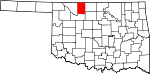 Map of Oklahoma showing Alfalfa County - Click on map for a greater detail.