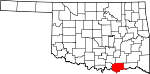 Map of Oklahoma showing Bryan County - Click on map for a greater detail.