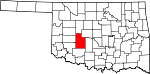 Map of Oklahoma showing Caddo County - Click on map for a greater detail.