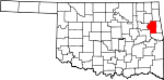 Map of Oklahoma showing Cherokee County - Click on map for a greater detail.