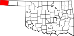 Map of Oklahoma showing Cimarron County - Click on map for a greater detail.