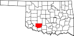 Map of Oklahoma showing Comanche County - Click on map for a greater detail.
