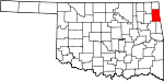 Map of Oklahoma showing Delaware County - Click on map for a greater detail.