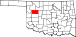 Map of Oklahoma showing Dewey County - Click on map for a greater detail.