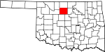 Map of Oklahoma showing Garfield County - Click on map for a greater detail.