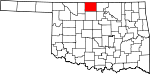 Map of Oklahoma showing Grant County - Click on map for a greater detail.