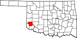 Map of Oklahoma showing Greer County - Click on map for a greater detail.