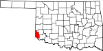 Map of Oklahoma showing Harmon County - Click on map for a greater detail.