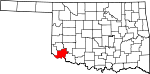 Map of Oklahoma showing Jackson County - Click on map for a greater detail.