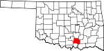 Map of Oklahoma showing Johnston County - Click on map for a greater detail.