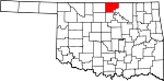 Map of Oklahoma showing Kay County - Click on map for a greater detail.