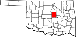 Map of Oklahoma showing Lincoln County - Click on map for a greater detail.
